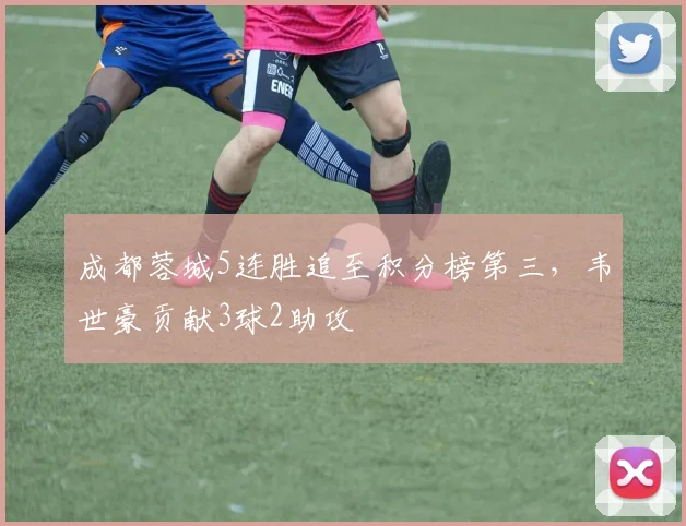 成都蓉城5连胜追至积分榜第三，韦世豪贡献3球2助攻